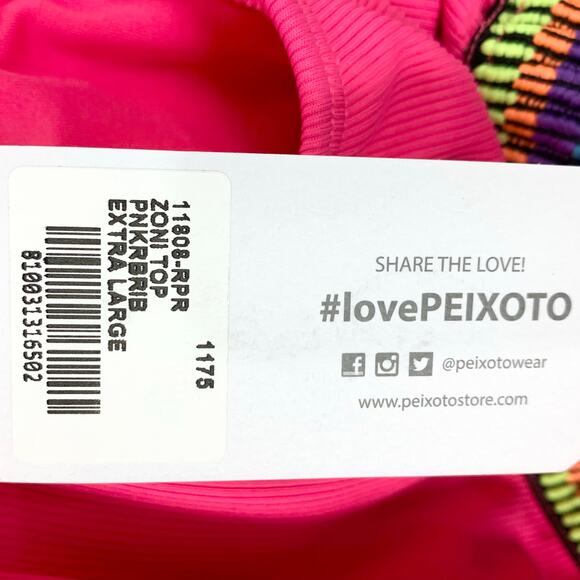 Peixoto Womens One Shoulder 2 Piece Bikini Swim Suit Pink Ribbed Fabric Trim XL - Picture 4 of 15